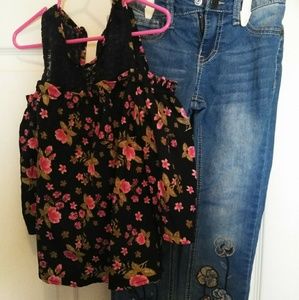 Little girl floral Jean set